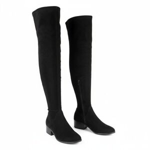 Steve‎ Madden Over Knee Boots 6 Women Black Stretch Faux Suede Riding Equestrian